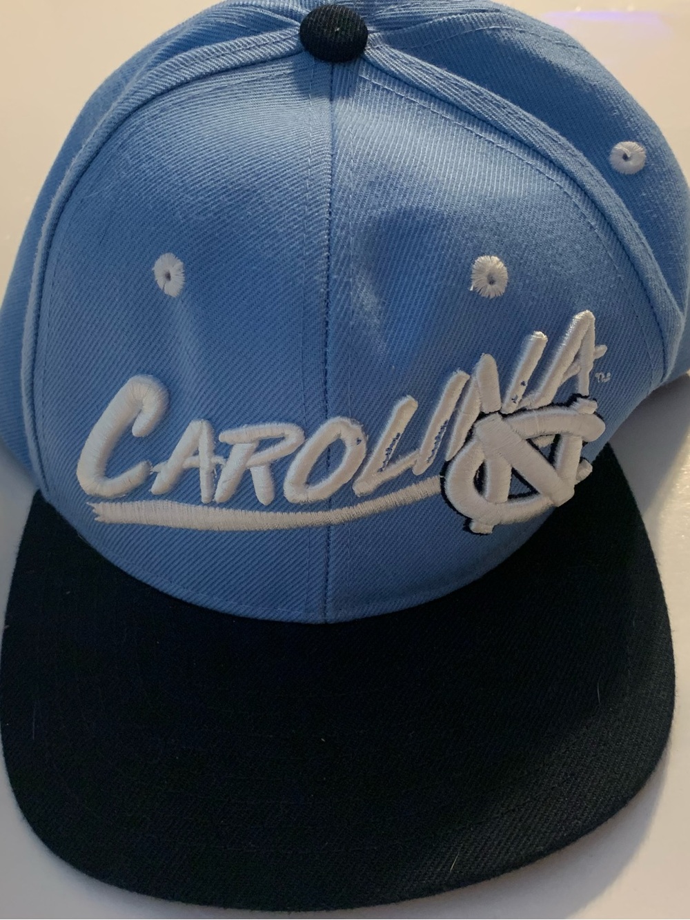 Vintage Style Zephyr UNC Carolina Snapback Hat Blue Black Flat Brim Cap Official